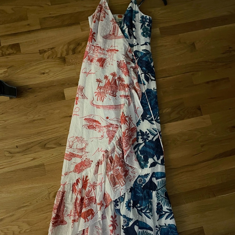 Farm rio 2 fabric wrap dress with tie
